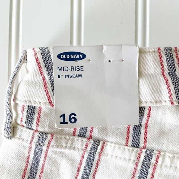 Old Navy Mid-Rise Button-Fly Multi-Stripe Jean Shorts - Size 16 - Picture 4 of 8
